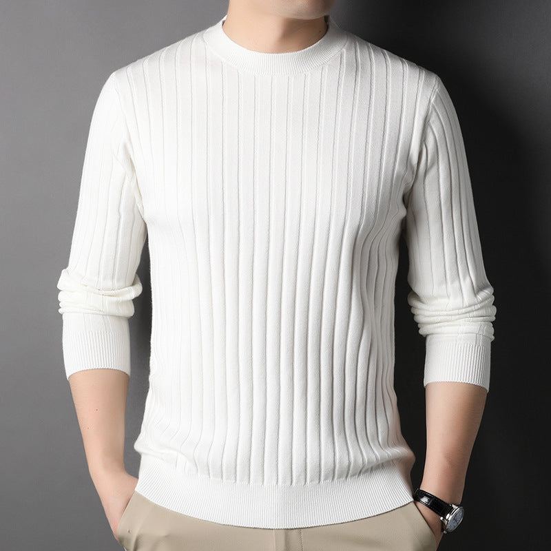 Men Autumn Slim Fit Knit Sweater With Round Neck And Long Sleeves