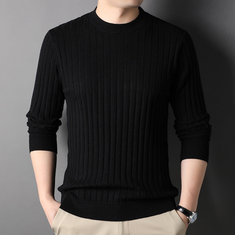Men Autumn Slim Fit Knit Sweater With Round Neck And Long Sleeves