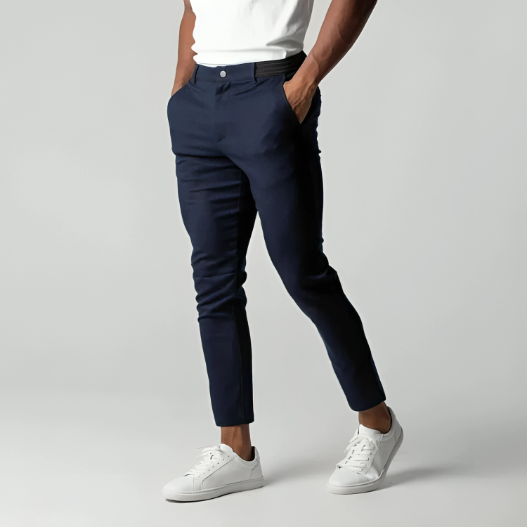 Men Tapered Stretch Chinos With Belt Loops And Structured Waistband