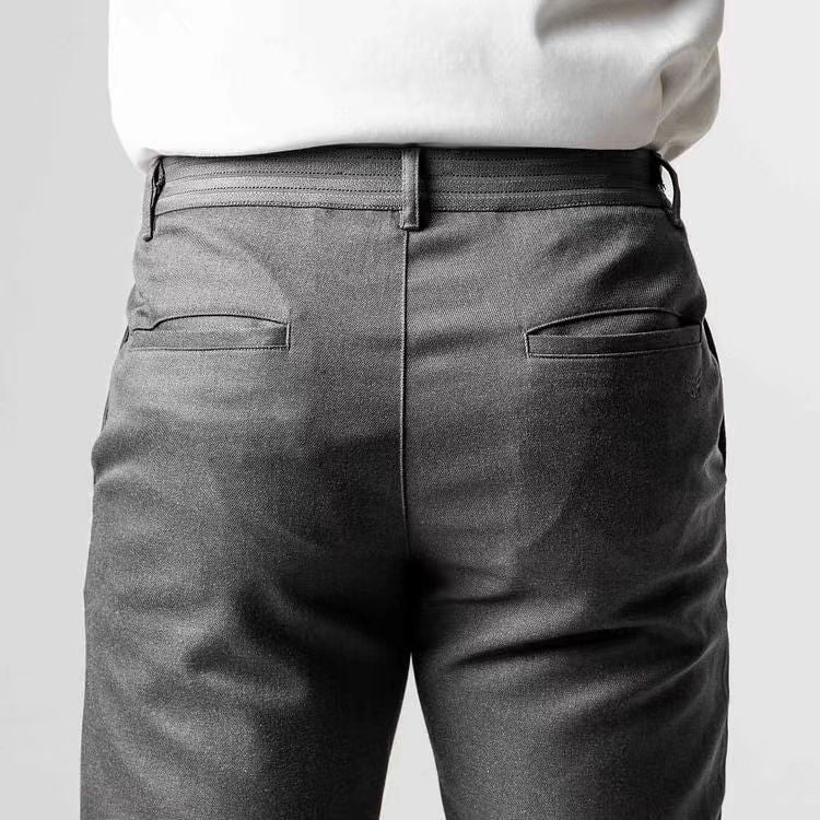 Men Tapered Stretch Chinos With Belt Loops And Structured Waistband