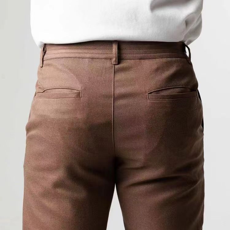Men Tapered Stretch Chinos With Belt Loops And Structured Waistband