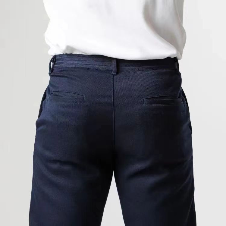 Men Tapered Stretch Chinos With Belt Loops And Structured Waistband