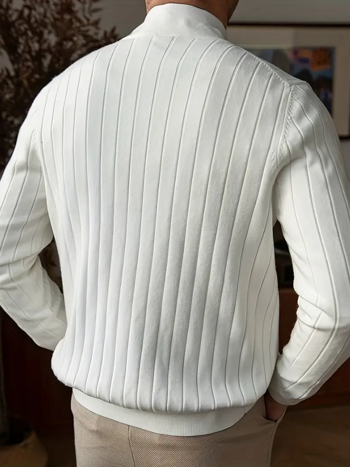 Men's Long Sleeve V-Neck Sweater Mid-Weight Knit Solid Color With Ribbed Hem Cuffs