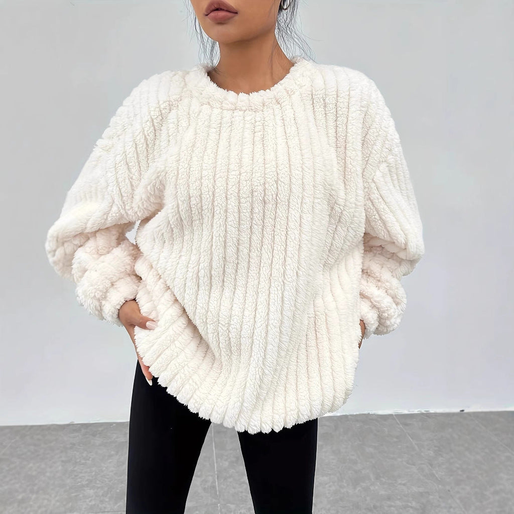 Women's Sweater With Long Sleeves And Fur Trim
