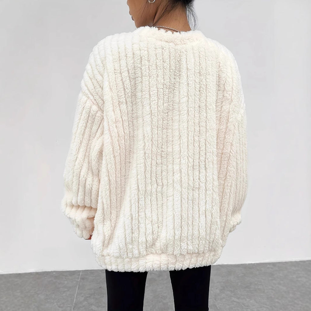 Women's Sweater With Long Sleeves And Fur Trim